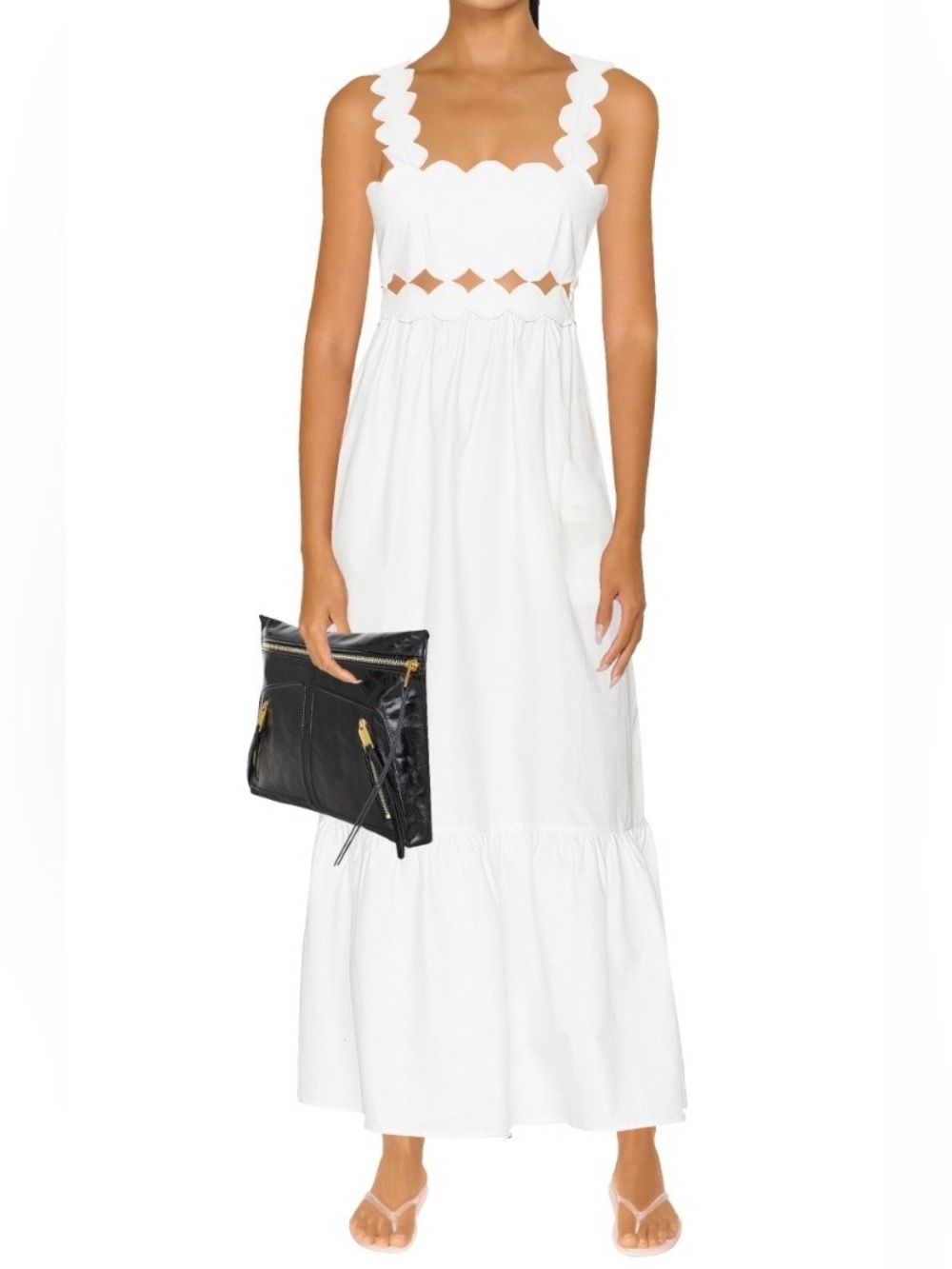 Beach Riot White Scallop-Trim Maxi Dress